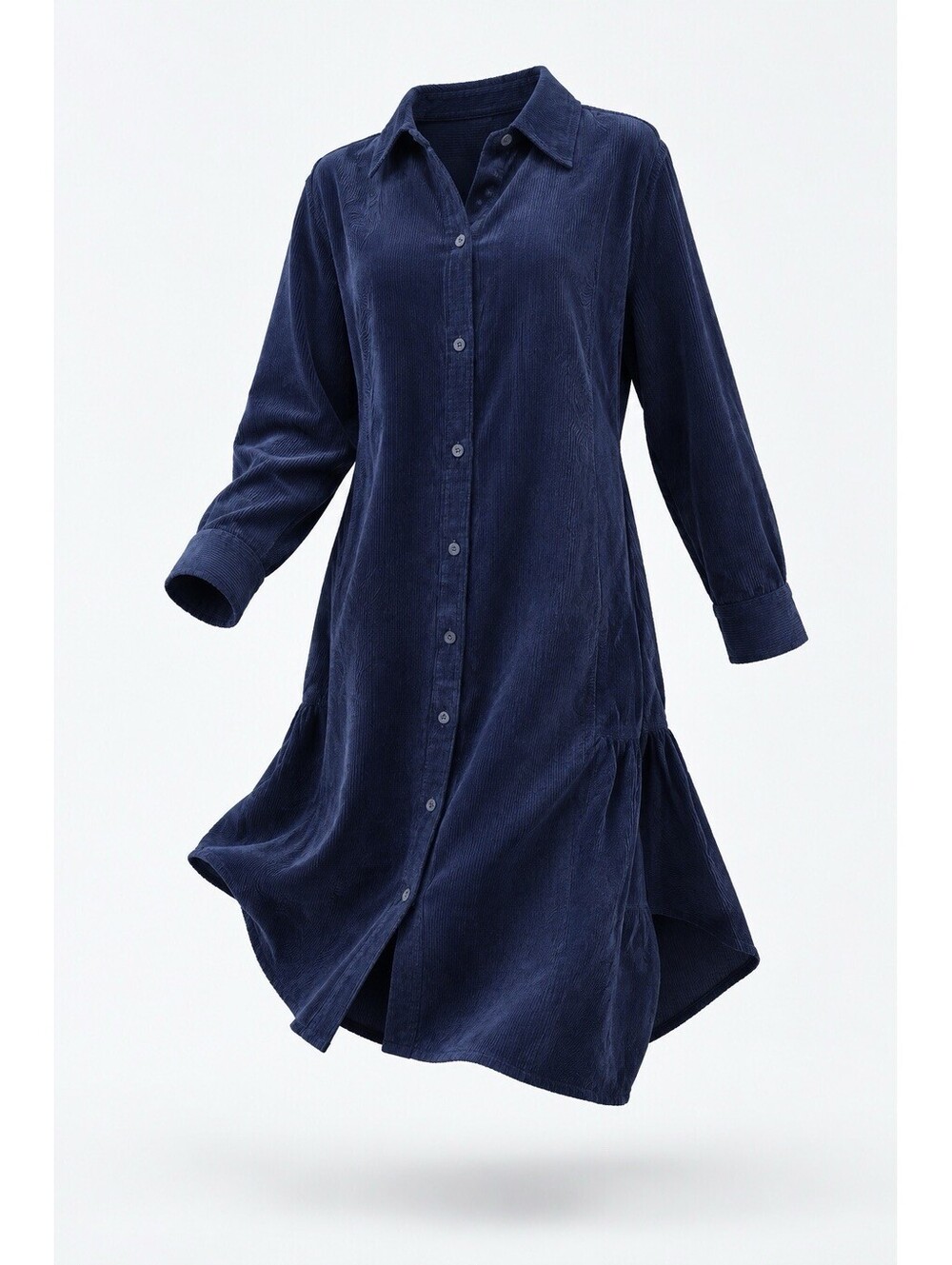 Gap New Womens XL Dress Navy Corduroy Button Front Long Sleeved Flared Hem
